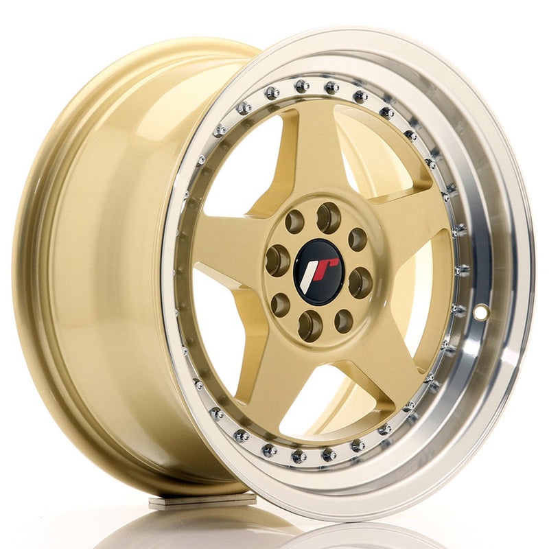 felger-Japan-Racing-JR6-Gold-w/Machined-Lip-16x8-4x100/4x114.3-et-30-67.1mm