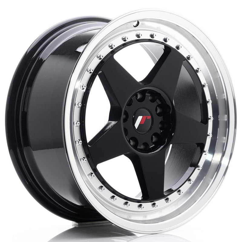 felger-Japan-Racing-JR6-Glossy-Black-w/Machined-Lip-18x8.5-5x114.3/5x120-et-22-74.1mm