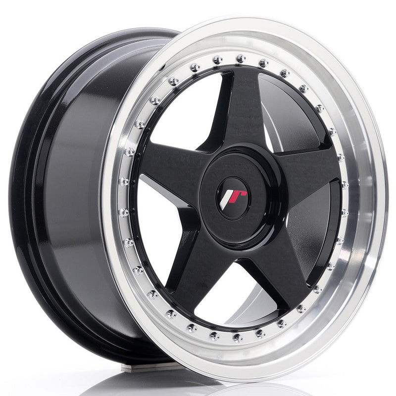 felger-Japan-Racing-JR6-Glossy-Black-w/Machined-Lip-18x8.5-BLANK-20-40-74.1mm