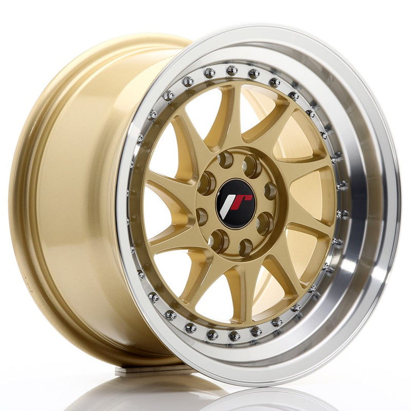 felger-Japan-Racing-JR26-Gold-w/Machined-Lip-15x8-4x100/4x108-et-25-67.1mm