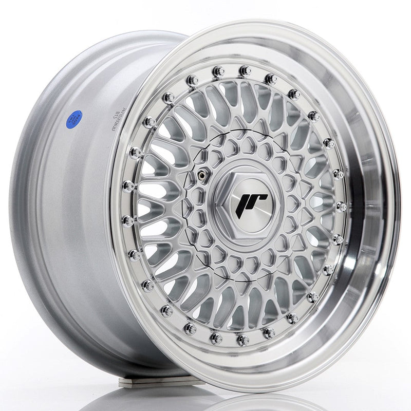 felger-Japan-Racing-JR9-Silver-w/Machined-Lip+Silver-Riv-15x7-4x100/4x108-et-20-74.1mm