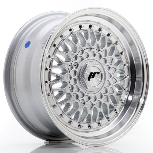 felger-Japan-Racing-JR9-Silver-w/Machined-Lip+Silver-Riv-15x7-4x100/4x108-et-20-74.1mm
