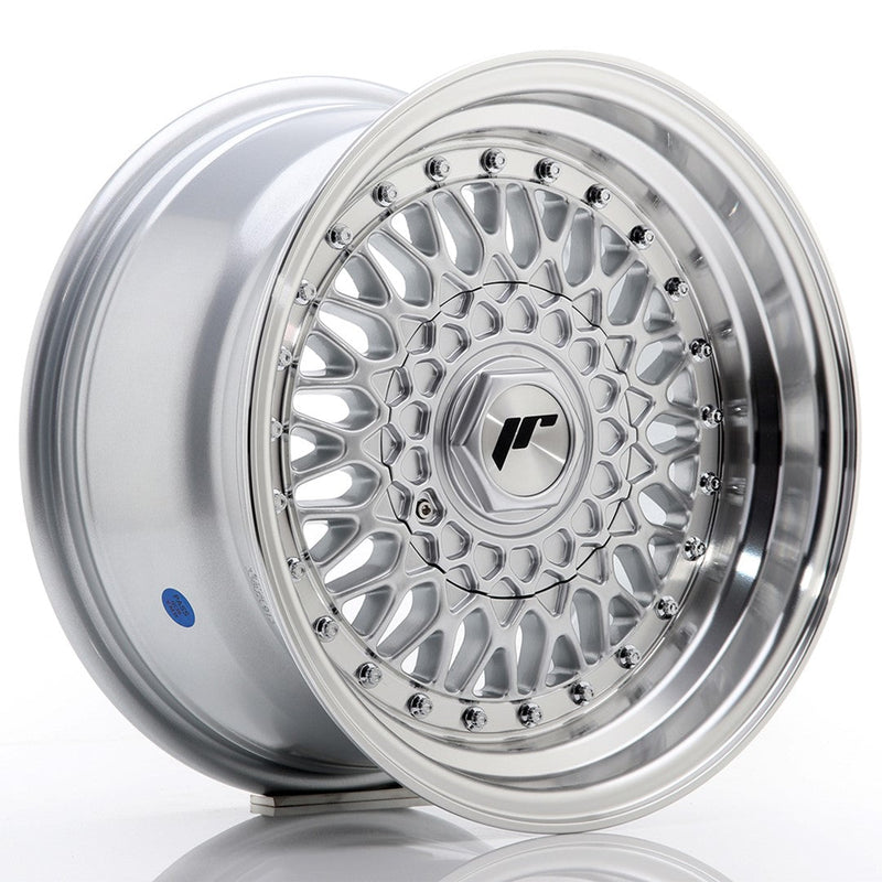 felger-Japan-Racing-JR9-Silver-w/Machined-Lip+Silver-Riv-15x8-4x100/4x108-et-20-74.1mm