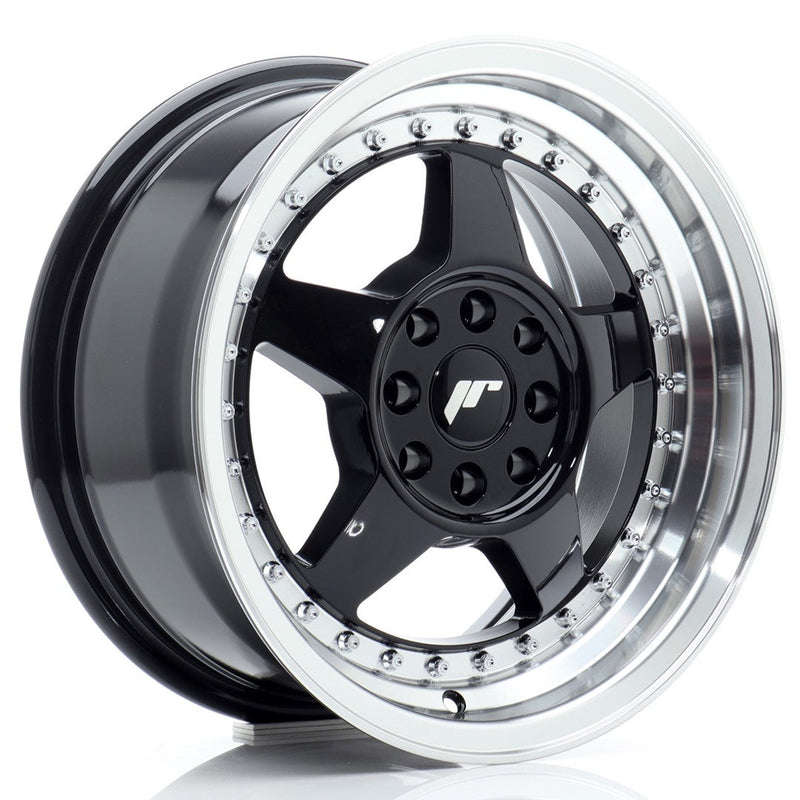 felger-Japan-Racing-JR6-Gloss-Black-w/Machined-Lip-15x7-4x100/4x108-et-25-67.1mm