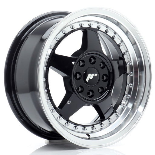 felger-Japan-Racing-JR6-Gloss-Black-w/Machined-Lip-15x7-4x100/4x108-et-25-67.1mm