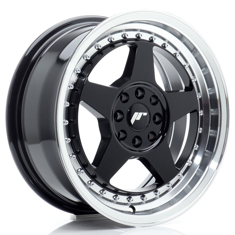 felger-Japan-Racing-JR6-Gloss-Black-w/Machined-Lip-16x7-4x100/4x108-et-25-67.1mm