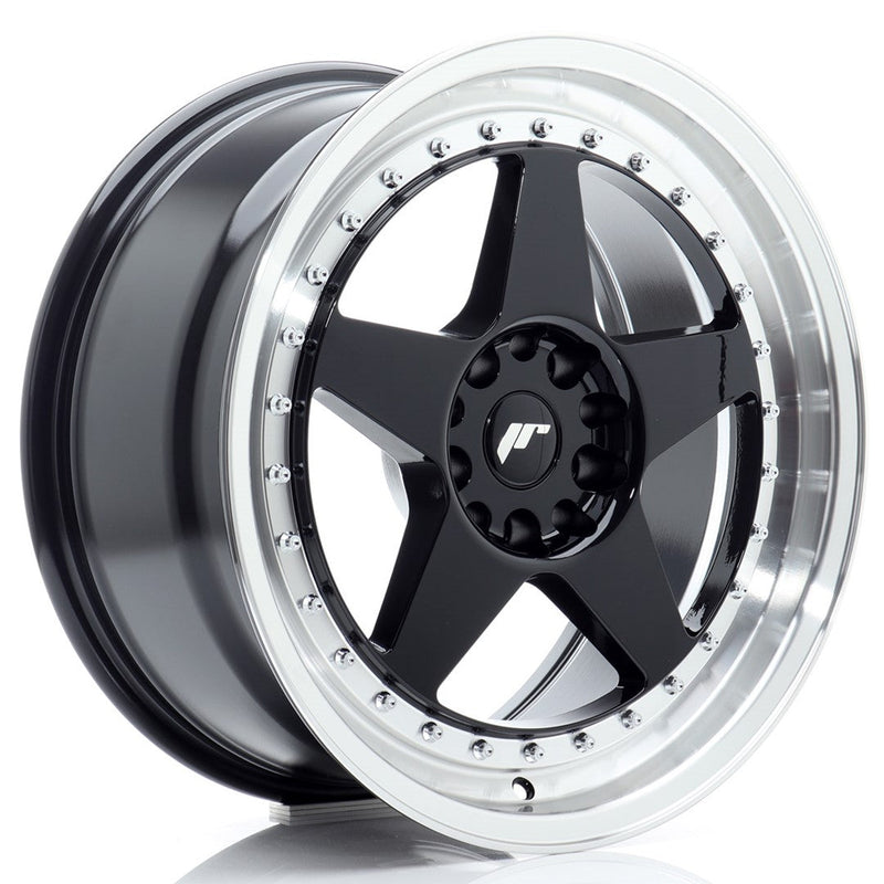 felger-Japan-Racing-JR6-Gloss-Black-w/Machined-Lip-18x8.5-5x114.3/5x120-et-22-72.6mm