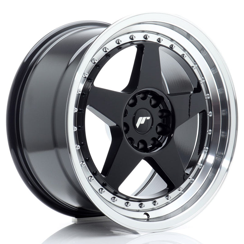 felger-Japan-Racing-JR6-Gloss-Black-w/Machined-Lip-18x9.5-5x114.3/5x120-et-22-72.6mm