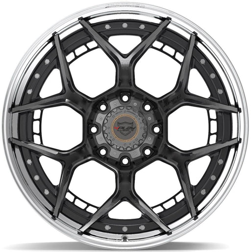 4PLAY-4PF6-Brushed-with-Tinted-Clear-Center-and-Polished-Barrel-Gunmetal-24x14-124.1-wheels-rims-felger-FelgGiganten