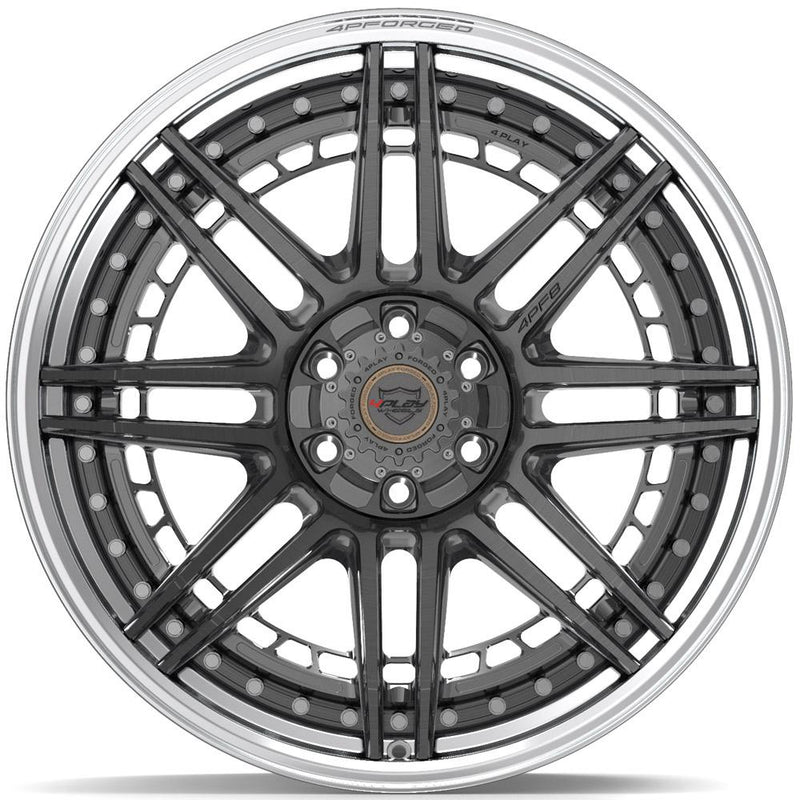 4PLAY-4PF8-Brushed-with-Tinted-Clear-Center-and-Polished-Barrel-Gunmetal-22x10-106-wheels-rims-felger-FelgGiganten