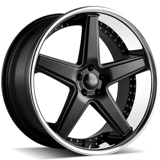 Azad-AZ008-Semi-Matte-Black-w/Chorme-Lip-Black-22x9-73.1-wheels-rims-felger-FelgGiganten