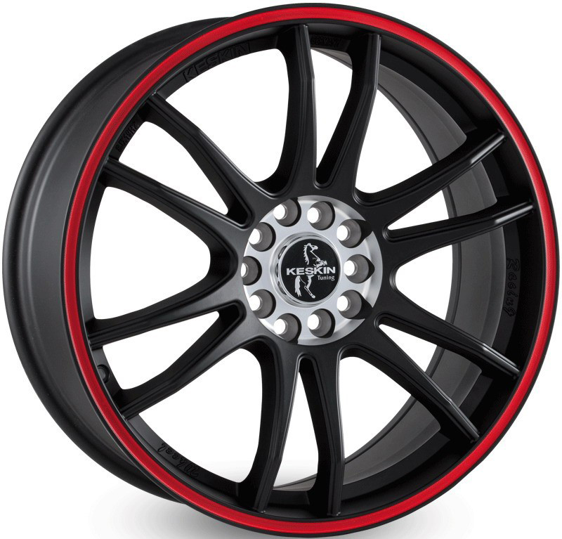 Keskin KT12 Matt Black Lip Red - 19x8 | 5x112/5x120 | +45 | 72.6mm