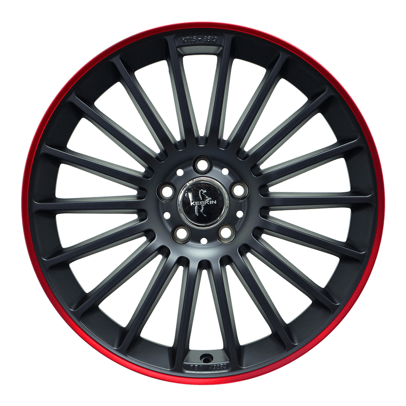 Keskin KT15 Matt Black Lip Red - 18x8 | 5x112 | +30 | 66.6mm