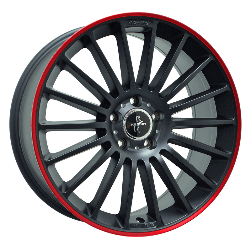 Keskin KT15 Matt Black Lip Red - 18x8 | 5x112 | +30 | 66.6mm