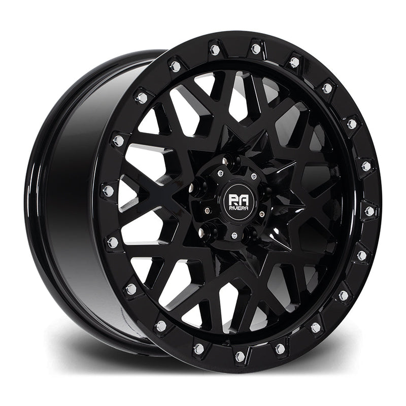 Riviera-RXS1-Black-Chrome-Rivets-18x8.5-5x120-ET35-66.1mm-felger-wheels-rims