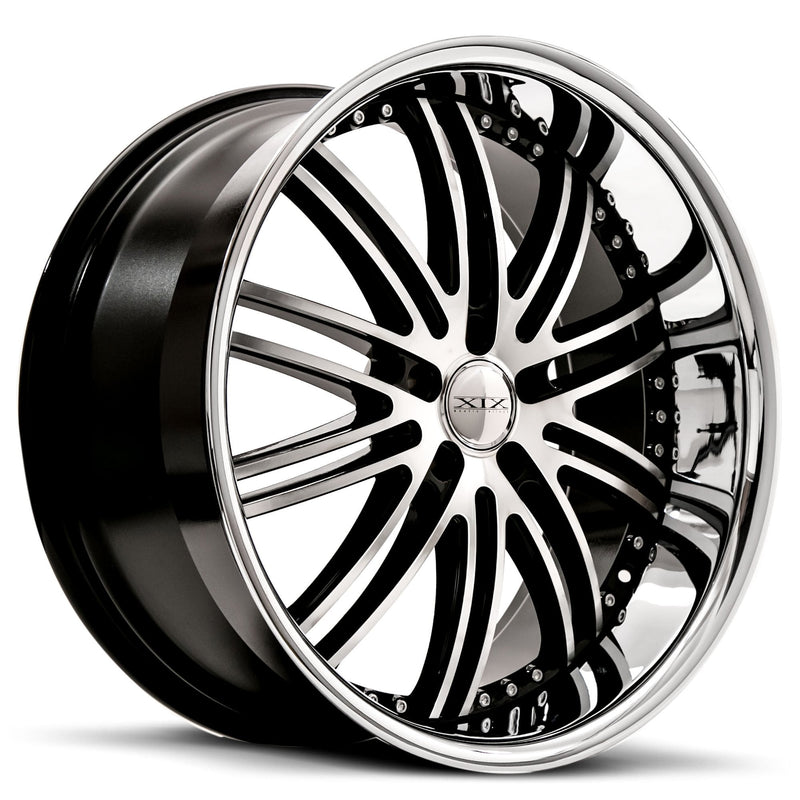 XIX-X23-Gloss-Black-Machined-with-Stainless-Steel-Lip-Black-22x9-66.56-wheels-rims-felger-FelgGiganten