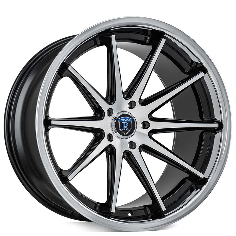 Rohana RFC10 Machine Black/Chrome Lip - 20x10 | 5x114.3 | +25 | 73.1mm